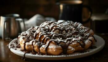 A stack of homemade pancakes with whipped cream generated by AI photo