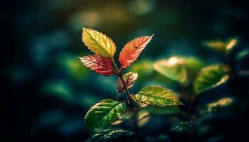 Vibrant autumn foliage, backlit maple tree vitality generated by AI photo