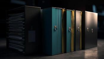 Modern office stores data in secure cabinets generated by AI photo