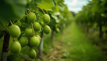 Ripe fruit on branch, a healthy harvest generated by AI photo