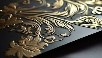 Ornate gold leaf pattern adds antique elegance generated by AI photo