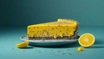 A slice of homemade cheesecake with lemon zest generated by AI photo