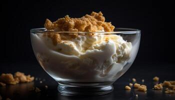 Healthy yogurt bowl with fresh fruit and granola generated by AI photo