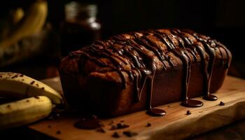 Indulgent homemade dark chocolate fudge on plate generated by AI photo