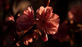 Softness of cherry blossom in vibrant sunlight generated by AI photo