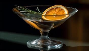 Fresh citrus martini with lemon, lime, and olive generated by AI photo