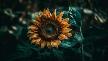 A single sunflower shines in the summer sunlight generated by AI photo