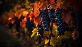 Ripe grape bunches signal autumn winemaking season generated by AI photo