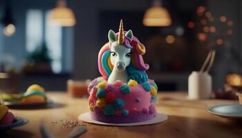 Cute animal toy adds joy to birthday celebration generated by AI photo