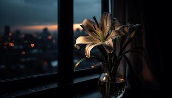 Fresh bouquet on table, nature elegance indoors generated by AI photo