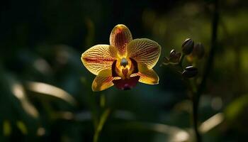 un vibrante polilla orquídea florecer en lleno floración generado por ai foto