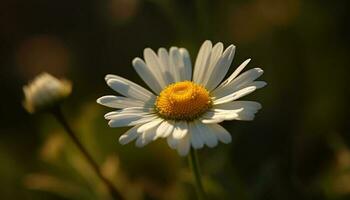 Fresh chamomile blossom in vibrant summer meadow generated by AI photo