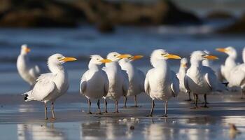 Gaviota en el playa generado por ai foto