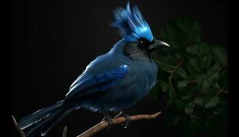 un majestuoso pájaro encaramado en un rama generado por ai foto