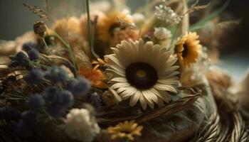 Fresco ramo de flores de margaritas, belleza en naturaleza generado por ai foto