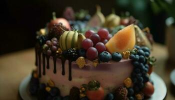 Fresh berry cheesecake, a sweet indulgence celebration generated by AI photo