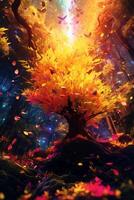 Screenshot from an abstract film depicting an extraordinary realm where the boundaries between reality and imagination dissolve into a kaleidoscope of contrasting elements and concepts. photo