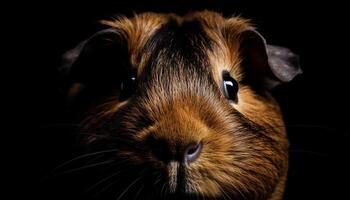 Cute guinea pig portrait with fluffy fur and whiskers generated by AI photo