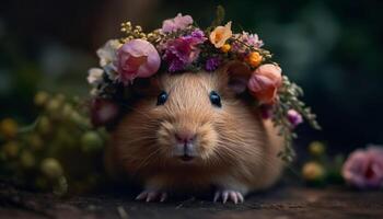 mullido joven Conejo mirando linda en naturaleza herboso retrato generado por ai foto