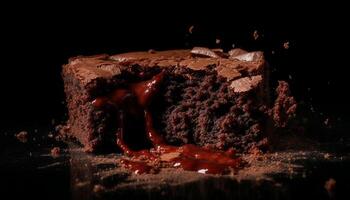 Dark chocolate brownie slice, a sweet indulgence for dessert lovers generated by AI photo