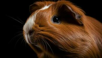Fluffy guinea pig with cute whiskers, looking at camera curiously generated by AI photo