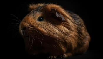 mullido Guinea cerdo retrato en negro antecedentes con bigotes generado por ai foto