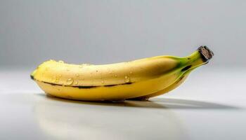 maduro banana, un sano bocadillo para vegetariano dietas, en blanco antecedentes generado por ai foto