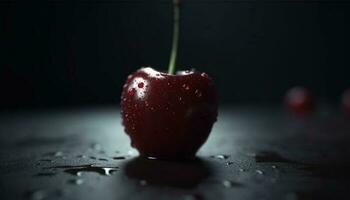 jugoso baya Fruta refleja frescura y naturaleza en oscuro antecedentes generado por ai foto