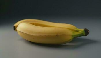 maduro amarillo plátano cáscara, un sano bocadillo en vibrante naturaleza generado por ai foto