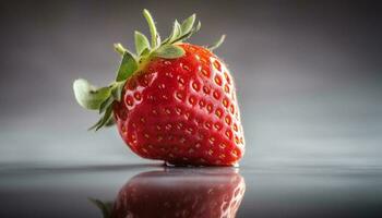 Juicy ripe strawberry, a healthy snack for a vibrant summer generated by AI photo