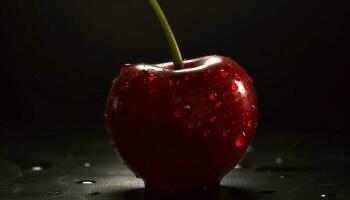 Juicy apple reflects nature freshness in vibrant studio shot generated by AI photo