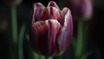 Vibrant tulip blossom in nature formal garden, a gift of love generated by AI photo