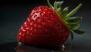 Juicy ripe strawberry, a refreshing snack for healthy eating generated by AI photo