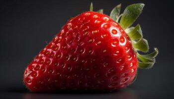 Juicy ripe strawberry, a healthy snack with vibrant colors generated by AI photo