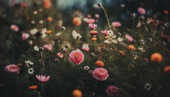 vibrante flor silvestre prado en verano, belleza en naturaleza diseño generado por ai foto