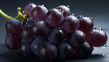 Juicy grape bunch, ripe and fresh, nature sweet snack generated by AI photo