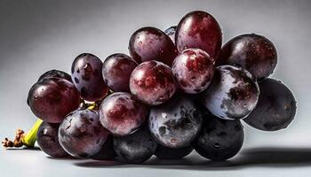 Juicy purple grape bunch, fresh from nature organic growth generated by AI photo