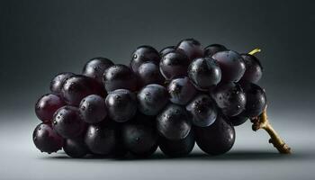 Juicy purple grape bunch, fresh from nature organic vineyard generated by AI photo