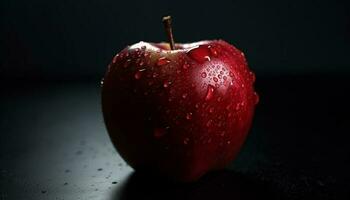 jugoso manzana rebanada refleja vibrante naturaleza, Fresco y sano bocadillo generado por ai foto