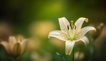 Soft focus wildflower bud, elegance in fragility, natural beauty generated by AI photo