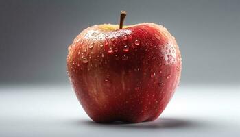 Juicy red apple, fresh and organic, perfect for healthy snacking generated by AI photo