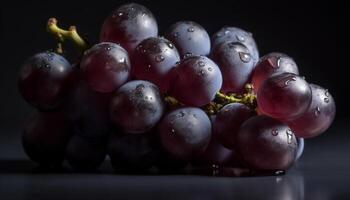 Juicy grape bunches, ripe and fresh, nature sweet refreshment generated by AI photo