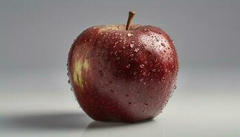 Juicy apple slice reflects nature freshness in vibrant still life generated by AI photo