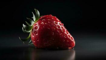 Juicy ripe strawberry, a sweet and healthy summer refreshment generated by AI photo
