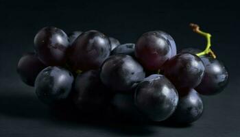 Juicy ripe grape bunch, fresh from nature organic vineyard generated by AI photo