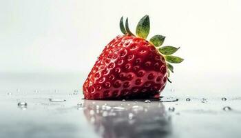 Juicy strawberry slice, fresh and ripe, perfect for healthy snacking generated by AI photo