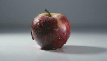 Juicy organic apple, ripe and fresh, a healthy gourmet snack generated by AI photo