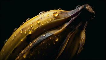 Fresh dew drop on healthy leaf, reflecting nature beauty generated by AI photo