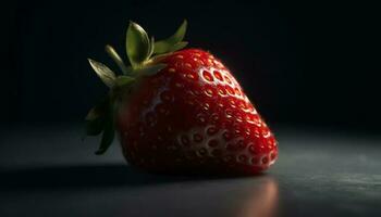 Juicy ripe strawberry, a healthy gourmet dessert for summer refreshment generated by AI photo