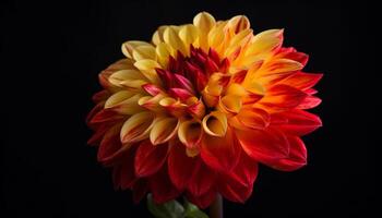 Vibrant multi colored dahlias bloom in autumn studio shot generated by AI photo